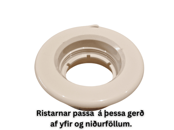 Yfir-niðurfallsrist hvít, þynnri gerðin