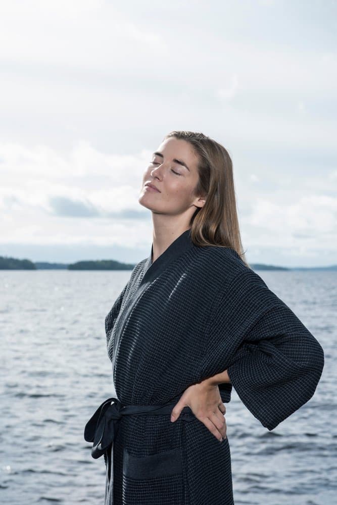 Baðsloppur svartur/grár L/XL
